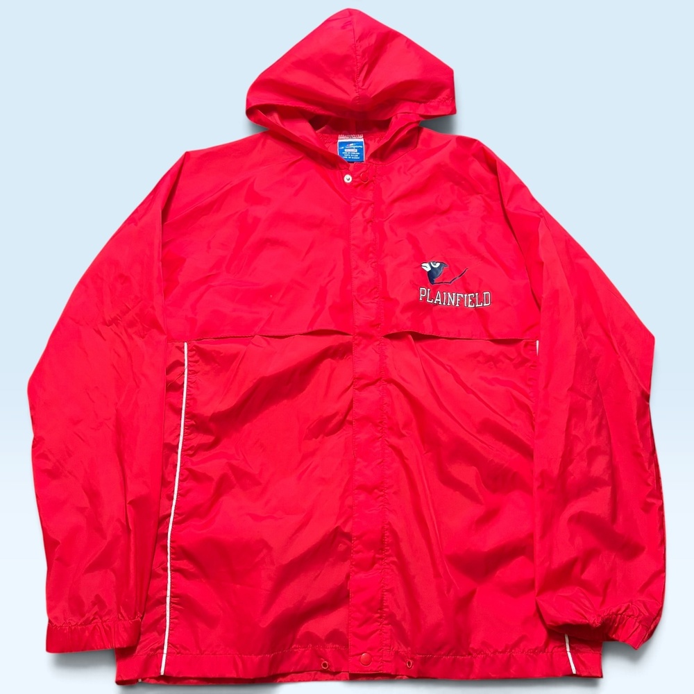 Vintage Champion Jacket Mens Medium Red Plainfield Cross Country Windbreaker